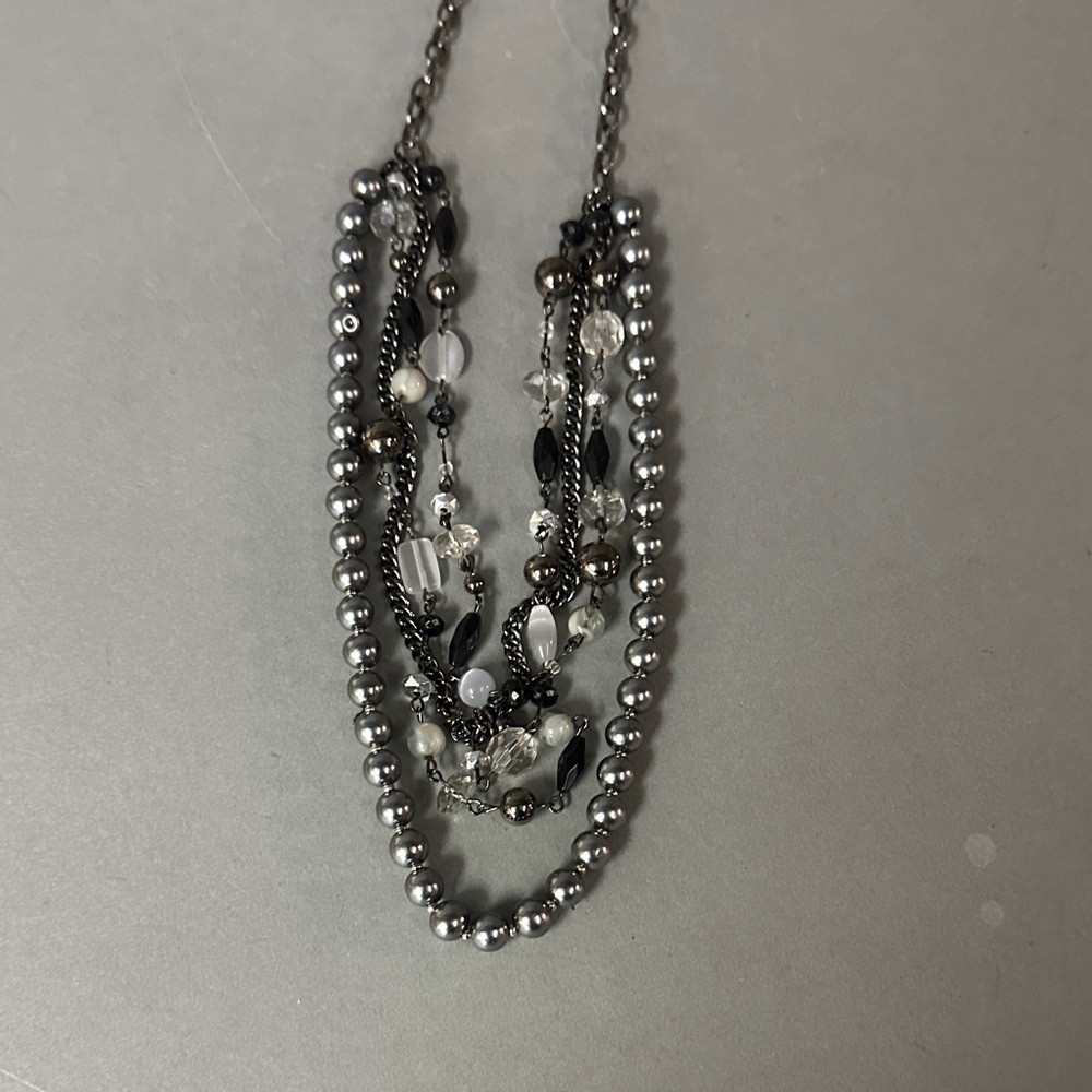 Black, Gray & Silver Layered Necklace NWOT